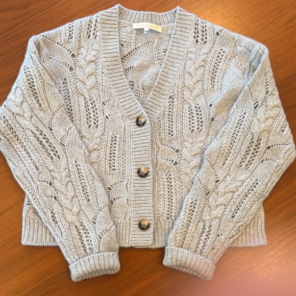 NakedCashmere Gray Cable Knit cashmere Cardigan - Picture 1 of 9